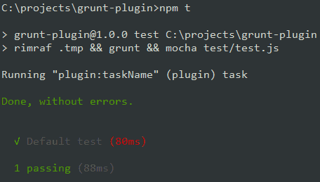 Пишем ваш первый плагин для Grunt: Запуск тестов