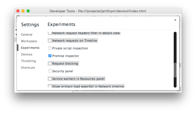 Экспериментальные возможности Chrome DevTools